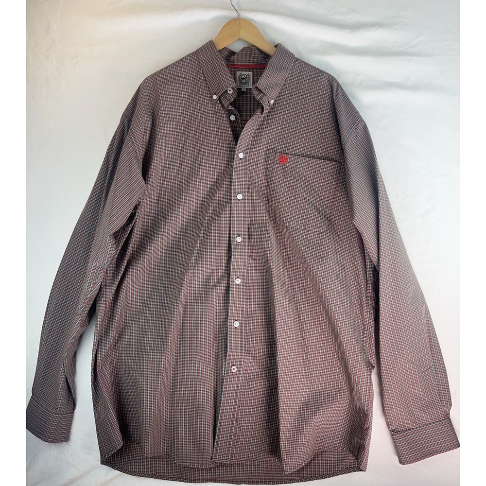 Cinch‎ Shirt Mens X Large Western Cowboy Button Down Red Geometric Long Sleeve